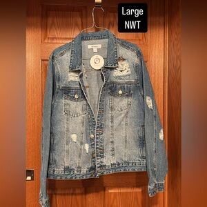 Zenana Denim Jacket with Distressed Details